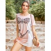 image:imageEkouaer Womens Bikini Shirt Cover Up Short Sleeve Cute Bikini Print CoverUp Baggy T Shirt Dress Fun WearAleopard Print