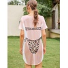 image:imageEkouaer Womens Bikini Shirt Cover Up Short Sleeve Cute Bikini Print CoverUp Baggy T Shirt Dress Fun WearAleopard Print