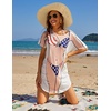 image:imageEkouaer Womens Bikini Shirt Cover Up Short Sleeve Cute Bikini Print CoverUp Baggy T Shirt Dress Fun WearAmerican Flag