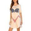 image:imageEkouaer Womens Bikini Shirt Cover Up Short Sleeve Cute Bikini Print CoverUp Baggy T Shirt Dress Fun WearAmerican Flagb
