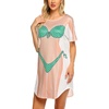 image:imageEkouaer Womens Bikini Shirt Cover Up Short Sleeve Cute Bikini Print CoverUp Baggy T Shirt Dress Fun WearAmermaid
