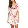 image:imageEkouaer Womens Bikini Shirt Cover Up Short Sleeve Cute Bikini Print CoverUp Baggy T Shirt Dress Fun WearApink Bikini