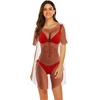 image:imageEkouaer Womens Bikini Shirt Cover Up Short Sleeve Cute Bikini Print CoverUp Baggy T Shirt Dress Fun WearBikini Red