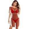 image:imageEkouaer Womens Bikini Shirt Cover Up Short Sleeve Cute Bikini Print CoverUp Baggy T Shirt Dress Fun WearBikini Red