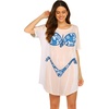image:imageEkouaer Womens Bikini Shirt Cover Up Short Sleeve Cute Bikini Print CoverUp Baggy T Shirt Dress Fun WearFloral Tropical Blue