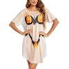 image:imageEkouaer Womens Bikini Shirt Cover Up Short Sleeve Cute Bikini Print CoverUp Baggy T Shirt Dress Fun WearFun Fire Print