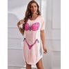 image:imageEkouaer Womens Bikini Shirt Cover Up Short Sleeve Cute Bikini Print CoverUp Baggy T Shirt Dress Fun WearHot Pink Leopard