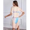image:imageEkouaer Womens Bikini Shirt Cover Up Short Sleeve Cute Bikini Print CoverUp Baggy T Shirt Dress Fun WearMermaid Shiny