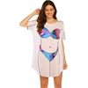 image:imageEkouaer Womens Bikini Shirt Cover Up Short Sleeve Cute Bikini Print CoverUp Baggy T Shirt Dress Fun WearMulticoloured