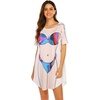 image:imageEkouaer Womens Bikini Shirt Cover Up Short Sleeve Cute Bikini Print CoverUp Baggy T Shirt Dress Fun WearMulticoloured