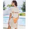 image:imageEkouaer Womens Bikini Shirt Cover Up Short Sleeve Cute Bikini Print CoverUp Baggy T Shirt Dress Fun WearOrange Flower