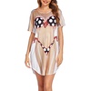 image:imageEkouaer Womens Bikini Shirt Cover Up Short Sleeve Cute Bikini Print CoverUp Baggy T Shirt Dress Fun WearPolka Dot