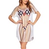 image:imageEkouaer Womens Bikini Shirt Cover Up Short Sleeve Cute Bikini Print CoverUp Baggy T Shirt Dress Fun WearPolka Dot
