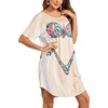 image:imageEkouaer Womens Bikini Shirt Cover Up Short Sleeve Cute Bikini Print CoverUp Baggy T Shirt Dress Fun WearTropical Floral