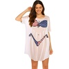 image:imageEkouaer Womens Bikini Shirt Cover Up Short Sleeve Cute Bikini Print CoverUp Baggy T Shirt Dress Fun WearUsa Flag 2