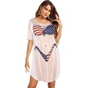 image:imageEkouaer Womens Bikini Shirt Cover Up Short Sleeve Cute Bikini Print CoverUp Baggy T Shirt Dress Fun WearUsa Flag 2