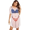 image:imageEkouaer Womens Bikini Shirt Cover Up Short Sleeve Cute Bikini Print CoverUp Baggy T Shirt Dress Fun WearUsa Flag 3