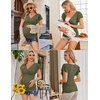 image:imageEkouaer Womens Maternity Shirts 3 Packs Nursing Tops Flying Short Sleeve Breastfeeding Tees Side Ruched Pregnancy ClothesArmy Green  Grey  Black3pcs