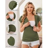 image:imageEkouaer Womens Maternity Shirts 3 Packs Nursing Tops Flying Short Sleeve Breastfeeding Tees Side Ruched Pregnancy ClothesBlack  Dark Grey  Army Green3pcs