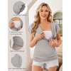 image:imageEkouaer Womens Maternity Shirts 3 Packs Nursing Tops Flying Short Sleeve Breastfeeding Tees Side Ruched Pregnancy ClothesBlack  Dark Grey  Light Grey3pcs