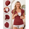 image:imageEkouaer Womens Maternity Shirts 3 Packs Nursing Tops Flying Short Sleeve Breastfeeding Tees Side Ruched Pregnancy ClothesBlack  Grey  Wine Red3pcs