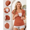image:imageEkouaer Womens Maternity Shirts 3 Packs Nursing Tops Flying Short Sleeve Breastfeeding Tees Side Ruched Pregnancy ClothesCaramel  Grey  Wine Red3pcs
