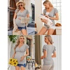image:imageEkouaer Womens Maternity Shirts 3 Packs Nursing Tops Flying Short Sleeve Breastfeeding Tees Side Ruched Pregnancy ClothesLight Grey  Black  Pink3pcs