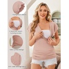 image:imageEkouaer Womens Maternity Shirts 3 Packs Nursing Tops Flying Short Sleeve Breastfeeding Tees Side Ruched Pregnancy ClothesLight Grey  Black  Pink3pcs