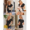 image:imageEkouaer Womens Maternity Shirts 3 Packs Nursing Tops Flying Short Sleeve Breastfeeding Tees Side Ruched Pregnancy ClothesWine Red  Army Green  Black3pcs