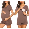 image:imageEkouaer Maternity Pajamas Nursing Pjs for Breastfeeding Shirt and Adjustable Maternity Short Postpartum SleepwearBrown