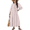 image:imageEkouaer Moo Moos for Women 34 Sleeve Long Nightgowns House Dresses with Pocket S3XLPink White Flower