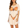 image:imageEkouaer Womens Bikini Shirt Cover Up Short Sleeve Cute Bikini Print CoverUp Baggy T Shirt Dress Fun WearOrange Flower