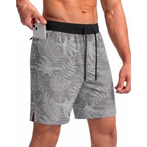 image:imageEkouaer Mens 7 Swim Trunks Swimwear Zip Pockets Beach Board Shorts Bathing Suits with Mesh LiningZ Gray Leaves