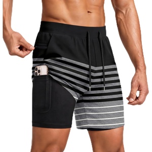 image:imageEkouaer Mens 7 Swim Trunks Swimwear Zip Pockets Beach Board Shorts Bathing Suits with Mesh LiningZ Stripes Black Gray