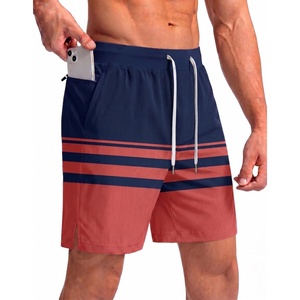 image:imageEkouaer Mens 7 Swim Trunks Swimwear Zip Pockets Beach Board Shorts Bathing Suits with Mesh LiningZ Stripes Navy Red