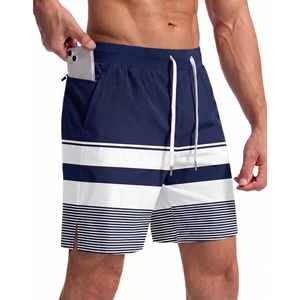 image:imageEkouaer Mens 7 Swim Trunks Swimwear Zip Pockets Beach Board Shorts Bathing Suits with Mesh LiningZ Stripes Navy White