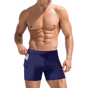 image:imageEkouaer Mens Tight Swim Trunks Quick Dry Swim Briefs 5 Sexy Swimwear Zip Pockets Bathing Suit with Mesh LiningNavy Blue