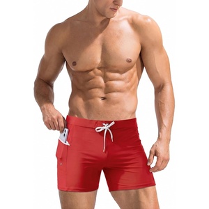 image:imageEkouaer Mens Tight Swim Trunks Quick Dry Swim Briefs 5 Sexy Swimwear Zip Pockets Bathing Suit with Mesh LiningRed