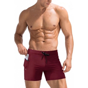 image:imageEkouaer Mens Tight Swim Trunks Quick Dry Swim Briefs 5 Sexy Swimwear Zip Pockets Bathing Suit with Mesh LiningWine Red