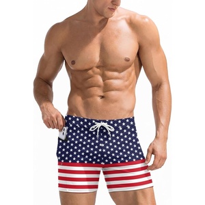 image:imageEkouaer Mens Tight Swim Trunks Quick Dry Swim Briefs 5 Sexy Swimwear Zip Pockets Bathing Suit with Mesh LiningZ American Flag