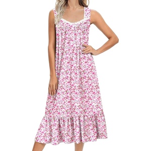 image:imageEkouaer Nightgowns for Women Long Sleeveless Night Gown Victorian Nightdress Button Sleepshirt Soft Sleepwear SXXXLFloral Pink
