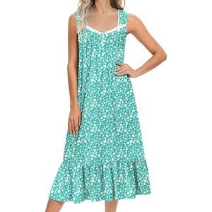 image:imageEkouaer Nightgowns for Women Long Sleeveless Night Gown Victorian Nightdress Button Sleepshirt Soft Sleepwear SXXXLGreen Floral