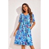 image:imageEkouaer 2 Pack House Dresses for Women with Pockets Short Sleeve Moo Moos Floral Print Mumu DressesBlue FloralCherry Blossoms
