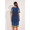 image:imageEkouaer 2 Pack House Dresses for Women with Pockets Short Sleeve Moo Moos Floral Print Mumu DressesBlue FloralDark Blue Print