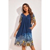 image:imageEkouaer 2 Pack House Dresses for Women with Pockets Short Sleeve Moo Moos Floral Print Mumu DressesBlue FloralDark Blue Print