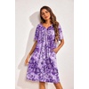 image:imageEkouaer 2 Pack House Dresses for Women with Pockets Short Sleeve Moo Moos Floral Print Mumu DressesBlue FloralPurple Floral