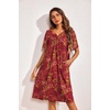 image:imageEkouaer 2 Pack House Dresses for Women with Pockets Short Sleeve Moo Moos Floral Print Mumu DressesBlue FloralRed Floral