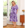image:imageEkouaer 2 Pack House Dresses for Women with Pockets Short Sleeve Moo Moos Floral Print Mumu DressesPurple FloralBlack