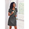 image:imageEkouaer 3 Pack Nightgowns for Women Short Sleeve Sleepshirt Button Down Nightshirt Soft Pajamas Dress Casual SleepwearBlackBlueGrey