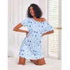 image:imageEkouaer 3 Pack Nightgowns for Women Short Sleeve Sleepshirt Button Down Nightshirt Soft Pajamas Dress Casual SleepwearBlackGreyBlue Stars